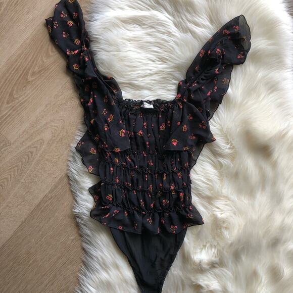 Free People Juliet Printed Bodysuit Twilight Combo size small - Picture 5 of 8